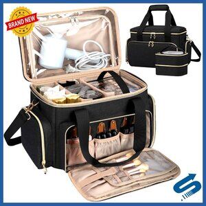 Large Travel Makeup Bag Organizer with Removable Pouches Detachable Dividers